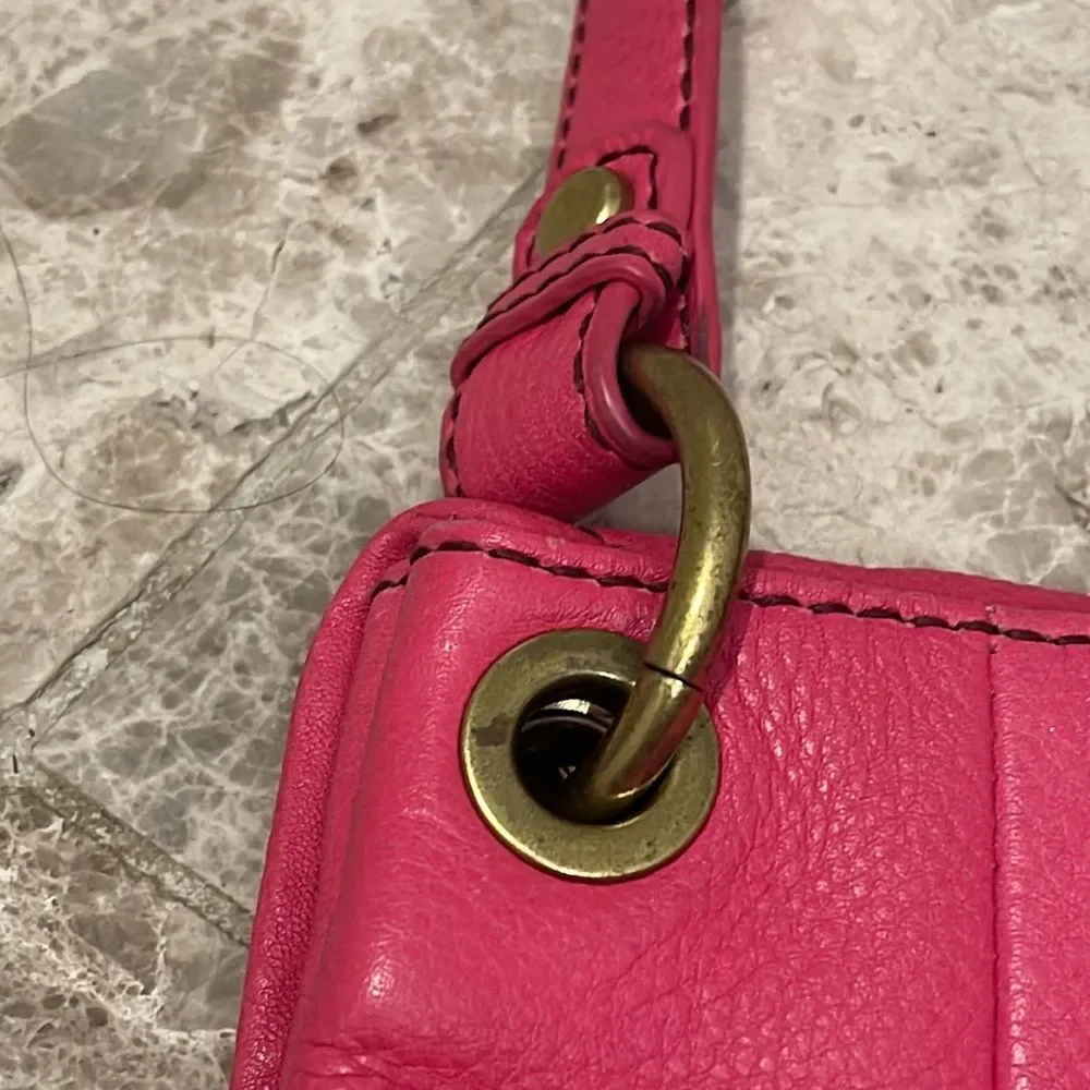 Fossil Long Live Vintage Leather Shoulder Bag SHB5054 Pink Pebbled Leather